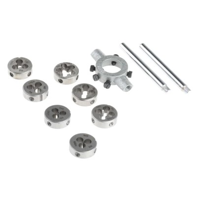 EVENTUS 8-Piece Round HSS Cutting Die Set M3 - M12, Slotted Closed Dies for Metric ISO Thread DIN 13 Tolerance 6G 4470418