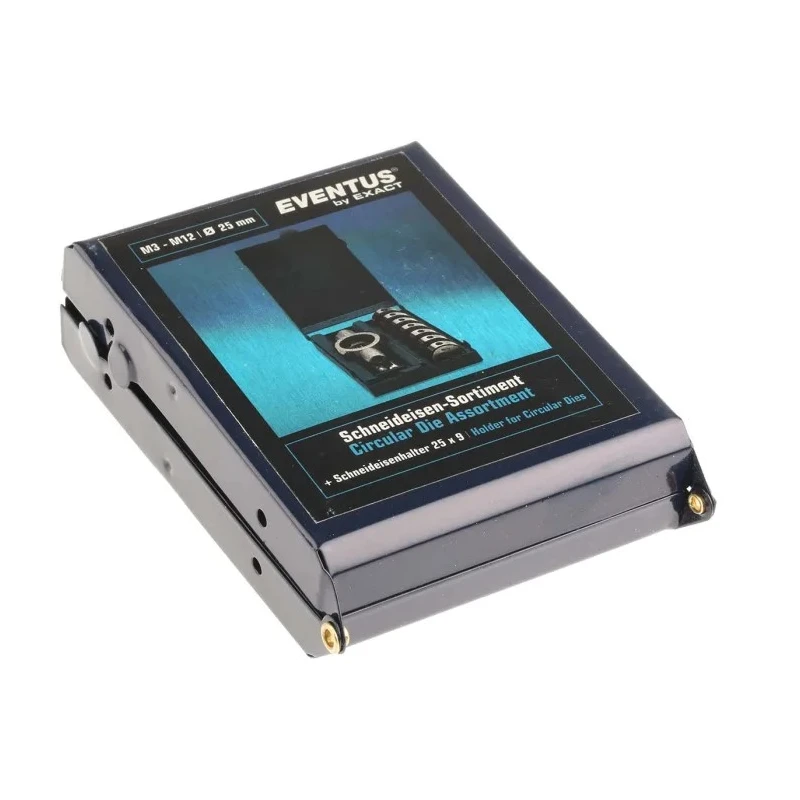 EVENTUS 8-Piece Round HSS Cutting Die Set M3 - M12, Slotted Closed Dies for Metric ISO Thread DIN 13 Tolerance 6G 4470418