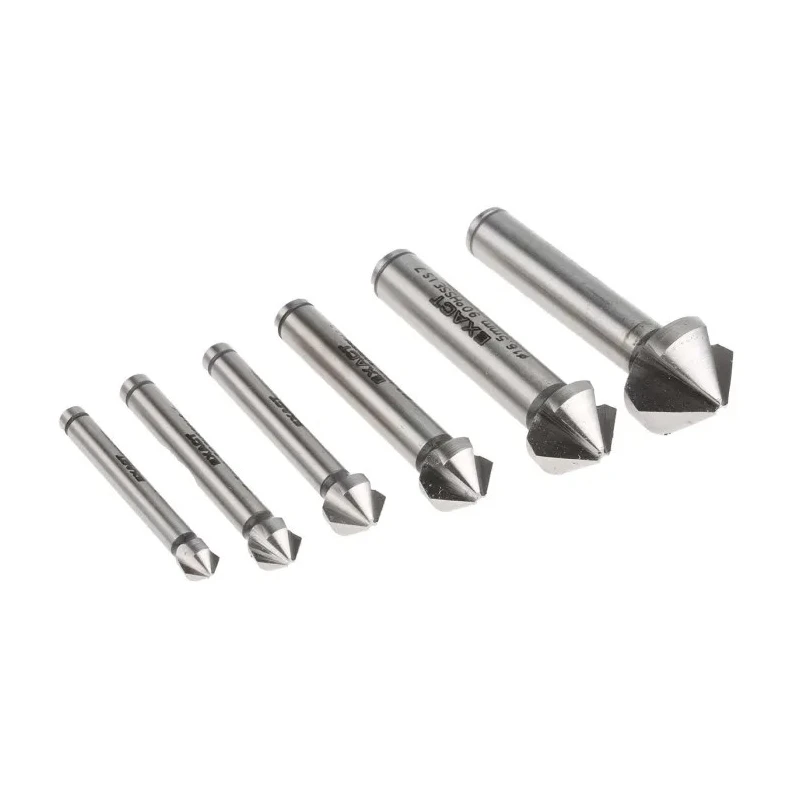 EXACT High Speed Steel-E Countersink Drill Bit Set, 3 Flutes, 90°, 6 Pieces 4405727