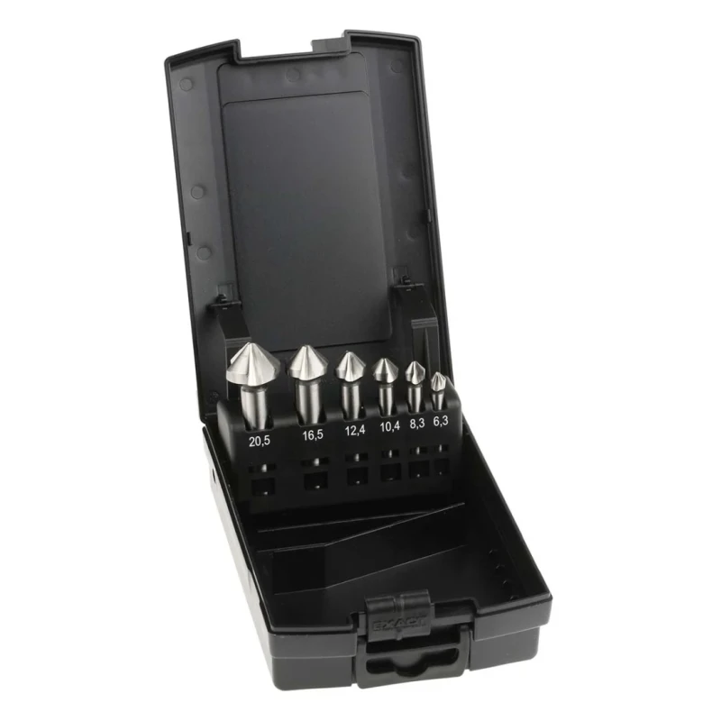 EXACT High Speed Steel-E Countersink Drill Bit Set, 3 Flutes, 90°, 6 Pieces 4405727
