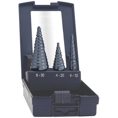 EXACT 3-Piece Step Drill Bit Set for Metal, 4 mm to 30 mm High Speed Steel 4450070