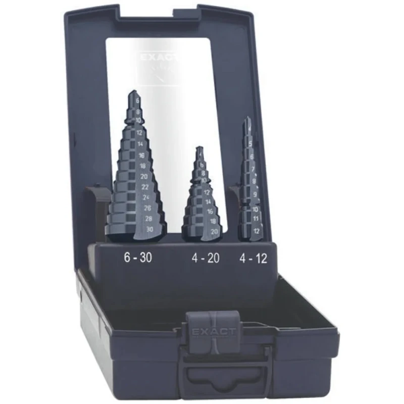 EXACT 3-Piece Step Drill Bit Set for Metal, 4 mm to 30 mm High Speed Steel 4450070