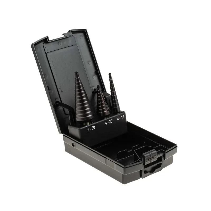 EXACT Drill Bit Set 3-Piece High Speed Steel Step Drill Bits 4 mm Min, 30 mm Max 4450071