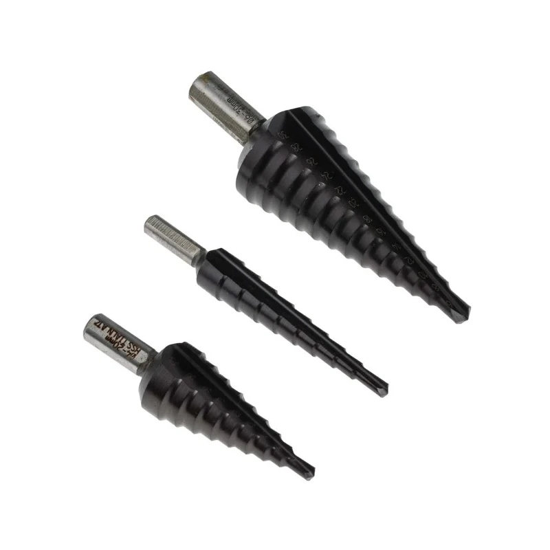 EXACT Drill Bit Set 3-Piece High Speed Steel Step Drill Bits 4 mm Min, 30 mm Max 4450071