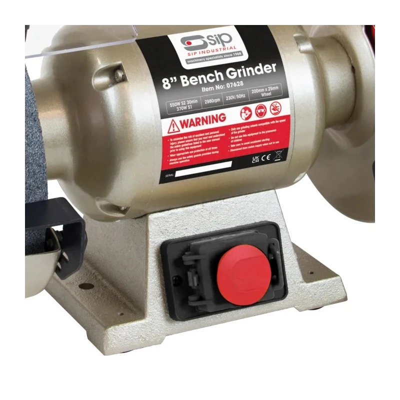 SIP Professional Bench Grinder 203.2 mm Wheel Diameter 230V 550W Motor Power Model 7628