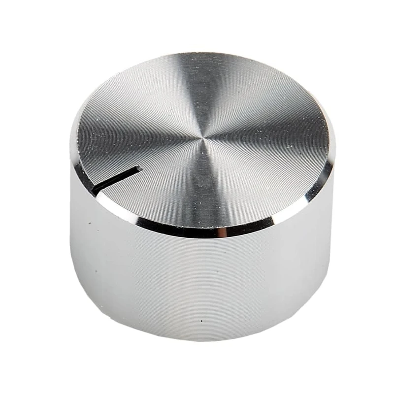 RS PRO Silver Aluminium Potentiometer Knob 22 mm Diameter, 13 mm Height, Grub Screw Type for 6.4 mm Circular Shaft 499-949