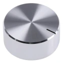 RS PRO Silver Aluminium Potentiometer Knob 32 mm Diameter for 6.4 mm Circular Shaft 499-955