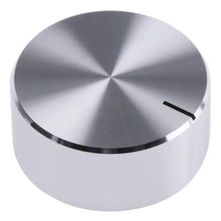 RS PRO Silver Aluminium Potentiometer Knob 32 mm Diameter for 6.4 mm Circular Shaft 499-955