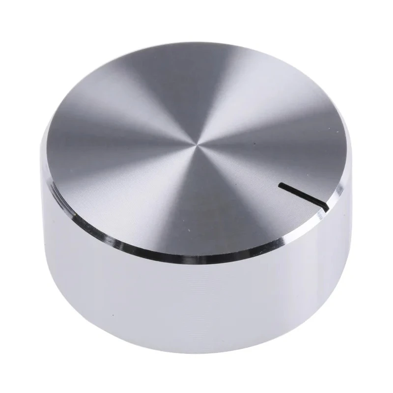 RS PRO Silver Aluminium Potentiometer Knob 32 mm Diameter for 6.4 mm Circular Shaft 499-955