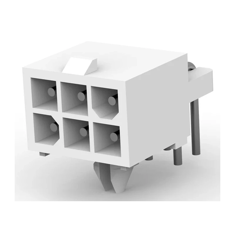 TE Connectivity Mini-Universal MATE-N-LOK Series Right Angle Through Hole PCB Header 6 Contacts 4.14 mm Pitch 1-770969-0