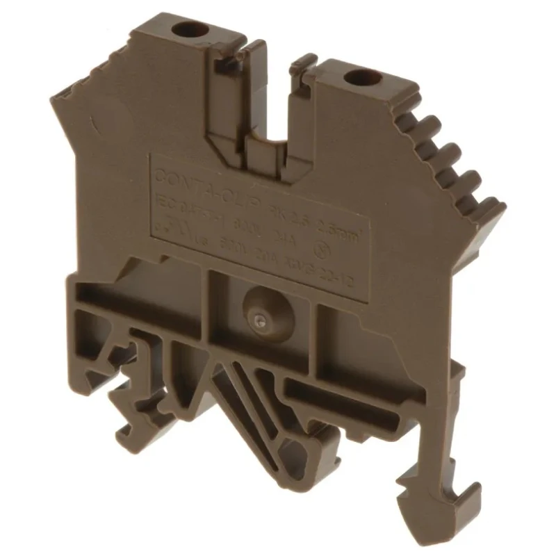 RS PRO Feed Through Terminal Block Brown 0.2–2.5 mm² 1-Level Screw Termination 800V 24A 501-635