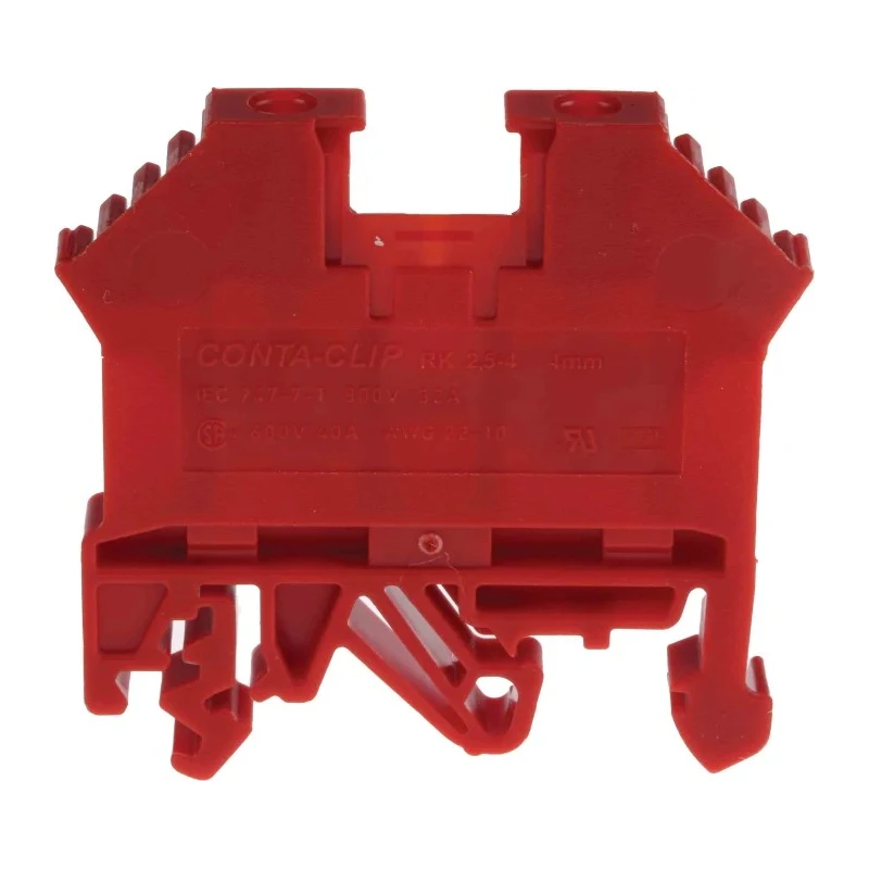 RS PRO DIN Rail Terminal Block Red, 0.2 to 4 mm² Cable CSA, 800 V, 32 A, 1-Level Screw Termination 501-673
