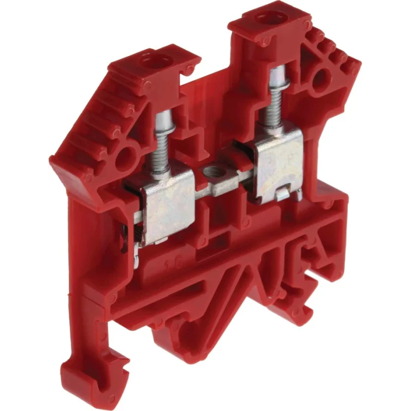 RS PRO DIN Rail Terminal Block Red, 0.2 to 4 mm² Cable CSA, 800 V, 32 A, 1-Level Screw Termination 501-673