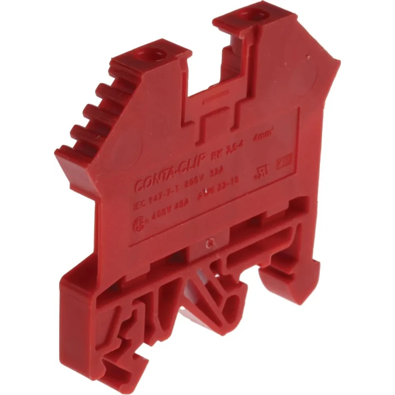 RS PRO DIN Rail Terminal Block Red, 0.2 to 4 mm² Cable CSA, 800 V, 32 A, 1-Level Screw Termination 501-673