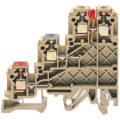 RS PRO DIN Rail Terminal Block Red, 0.2mm² to 2.5mm² Cable CSA, 3-Level, 24V DC, 24A 501-893
