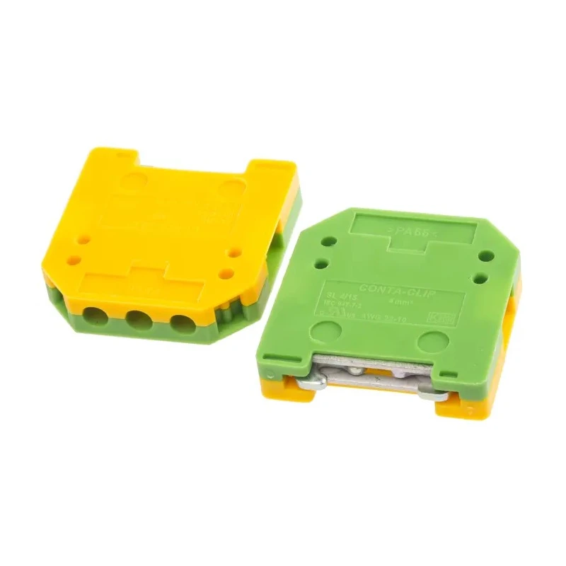 RS PRO 2-Way Earth Terminal Block, Yellow Green Nylon Housing, Screw Termination, 4mm², 0.2AWG to 4AWG 250V 16A 501-815