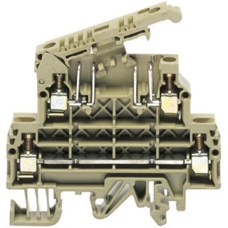 RS PRO Feed Through Terminal Block Beige, 2-Level Fused, Screw, 6.3A, 500V, 22 to 12 AWG, Model 501-843