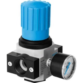Festo D Series Pneumatic Regulator G 1/8, Die Cast Zinc, Nitrile Rubber, 0.5 to 12 Bar, Model LR-1/8-D-MINI