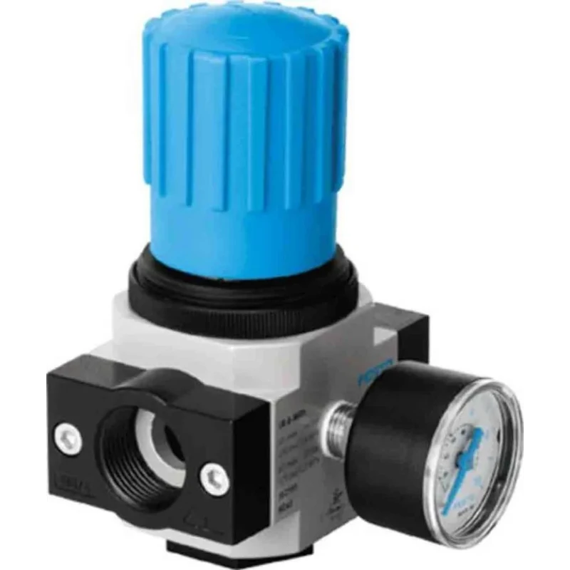 Festo D Series Pneumatic Regulator G 1/8, Die Cast Zinc, Nitrile Rubber, 0.5 to 12 Bar, Model LR-1/8-D-MINI