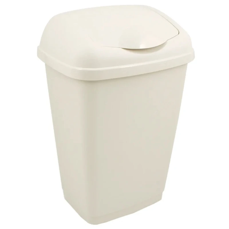 RS PRO 50L White Plastic Waste Bin with Flip Lid 665x380x305mm 356-4709
