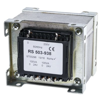 Walsall Transformers 200 VA 2 Output Chassis Mount Transformer, 230 V AC Primary, 24 V AC Secondary, IECBSEN 615584 503-938