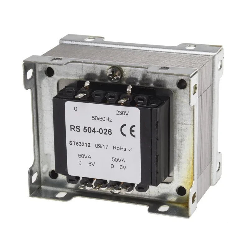 RS PRO 2 Output 200 VA Chassis Mount Transformer, 230 V ac Primary, 6 V ac Secondary, IECBSEN 61558 Standards 504-026