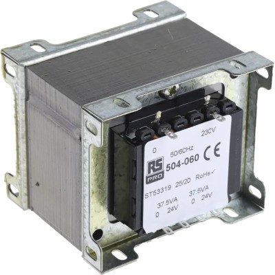RS PRO 2 Output 200 VA Chassis Mount Transformer, 230 V ac Primary, 24 V ac Secondary, 50-60 Hz, 2 Outputs, Poland 504-060