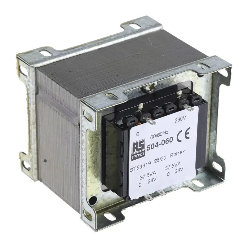 RS PRO 2 Output 200 VA Chassis Mount Transformer, 230 V ac Primary, 24 V ac Secondary, 50-60 Hz, 2 Outputs, Poland 504-060