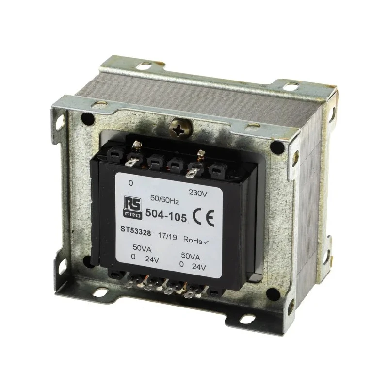 RS PRO 2 Output 200 VA Chassis Mount Transformer, 230 V AC Primary, 24 V AC Secondary, 50–60 Hz Frequency 504-105
