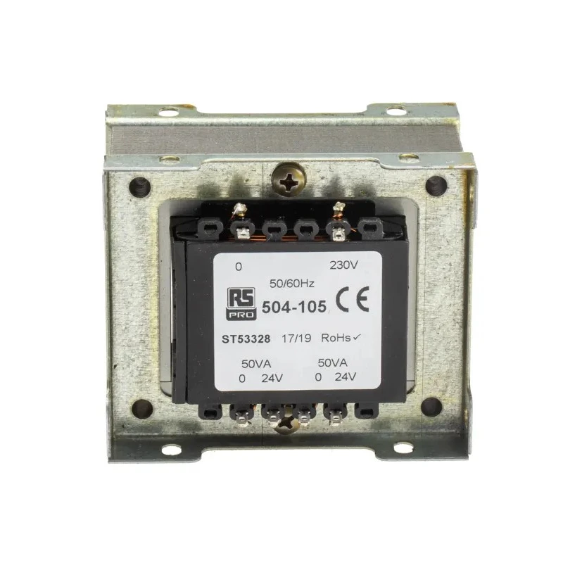 RS PRO 2 Output 200 VA Chassis Mount Transformer, 230 V AC Primary, 24 V AC Secondary, 50–60 Hz Frequency 504-105