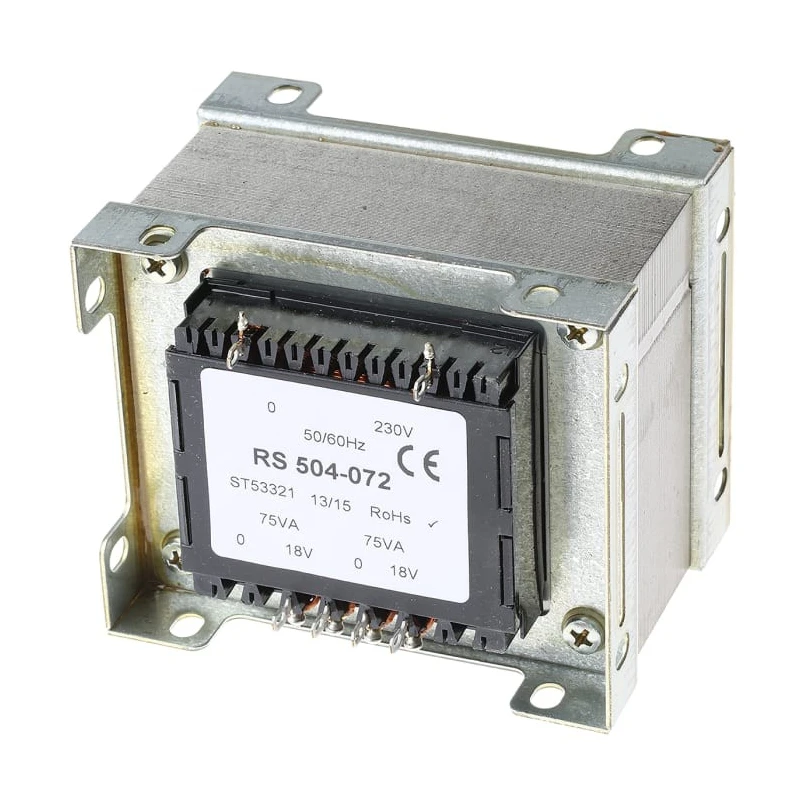 RS PRO 2 Output 200 VA Chassis Mount Transformer, 230 V ac Primary, 18 V ac Secondary, AS/NZS 61558.2.6, IEC/BS/EN 504-072