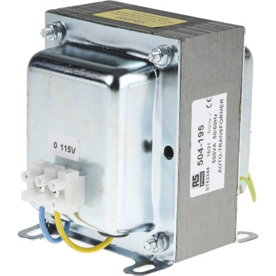 RS PRO Enclosed 500 VA Auto-Transformer, 240 V ac Primary, 115 V ac Secondary 504-195