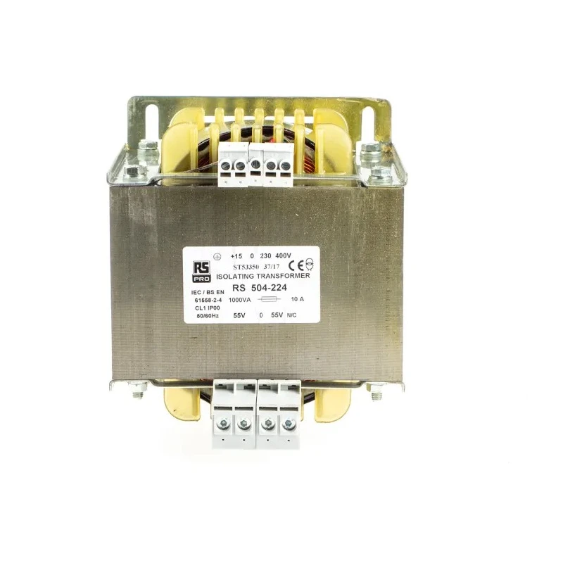 RS PRO 1 Output 1 kVA Isolation Transformer, Primary Voltage +15-0-230-400V AC, Secondary Voltage 55-0-55V AC 504-224