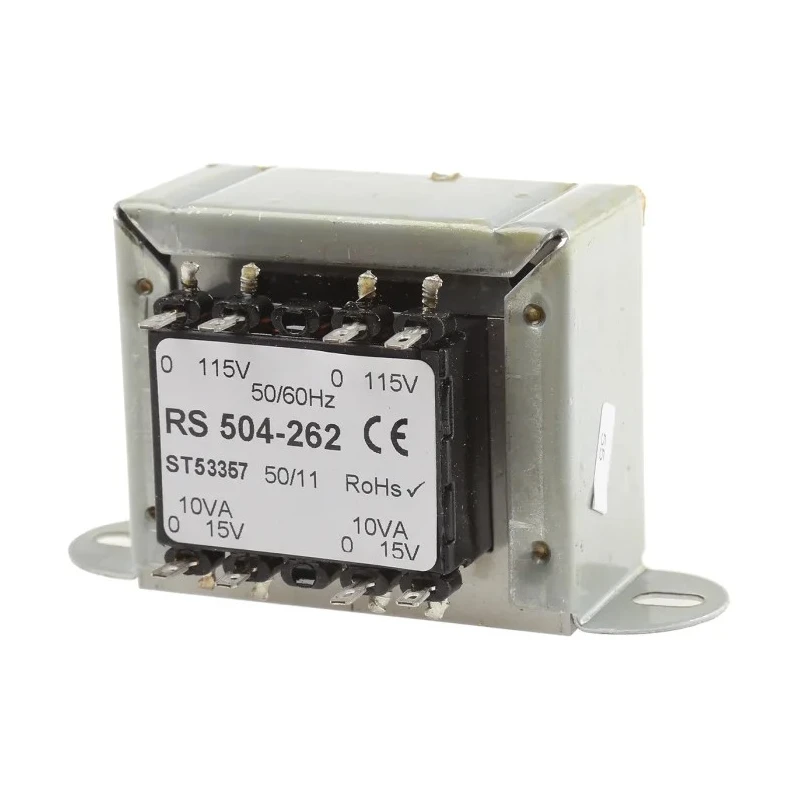 RS PRO 2 Output 20 VA Chassis Mount Transformer, 2 x 115 V ac Primary, 15 V ac Secondary, AS/NZS 61558.2.6 504-262
