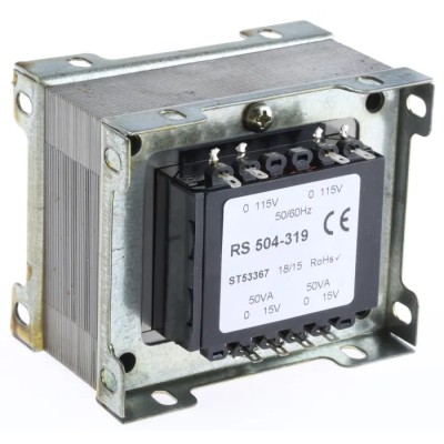 RS PRO 2 Output 100 VA Chassis Mount Transformer, 230 V ac Primary, 24 V ac Secondary, AS/NZS 61558.1, CE, RoHS 504-319