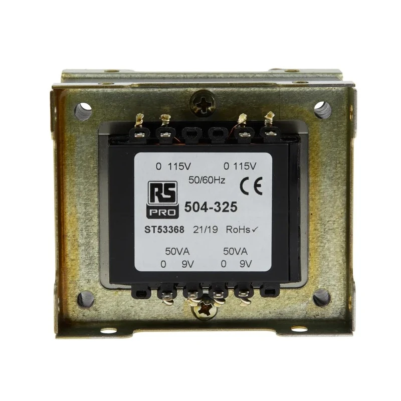RS PRO 2 Output 100 VA Chassis Mount Transformer, 24 V ac, IEC/BS/EN 61558-1, AS/NZS 61558.1, RoHS, AS/NZS 61558.2.6, 504-325