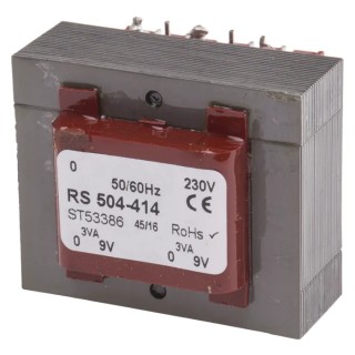 RS PRO 6 to 15 V ac 2 Output Through Hole PCB Transformer, AS/NZS 61558.2.6, AS/NZS 61558.1, IEC/BS/EN 61558-2-6 504-414