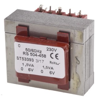 RS PRO 6 V AC 2 Output Through Hole PCB Transformer 3 VA 230 V AC Primary 504-458