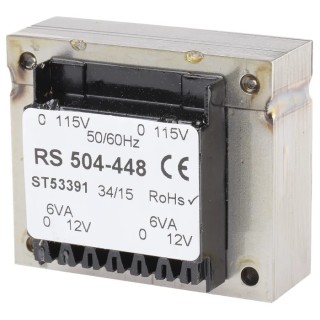 RS PRO 24 V ac 2 Output Through Hole PCB Transformer Dual Primary Winding ASNZS 61558..6 504-448