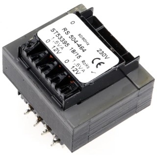 RS PRO 5 to 24 V ac 2 Output Through Hole PCB Transformer 230 V ac Primary 12 VA Power 504-464