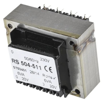 RS PRO 5 to 24 V AC 2 Output Through Hole PCB Transformer, 230 V AC Primary, Dual Secondary, 12 VA Power 504-511