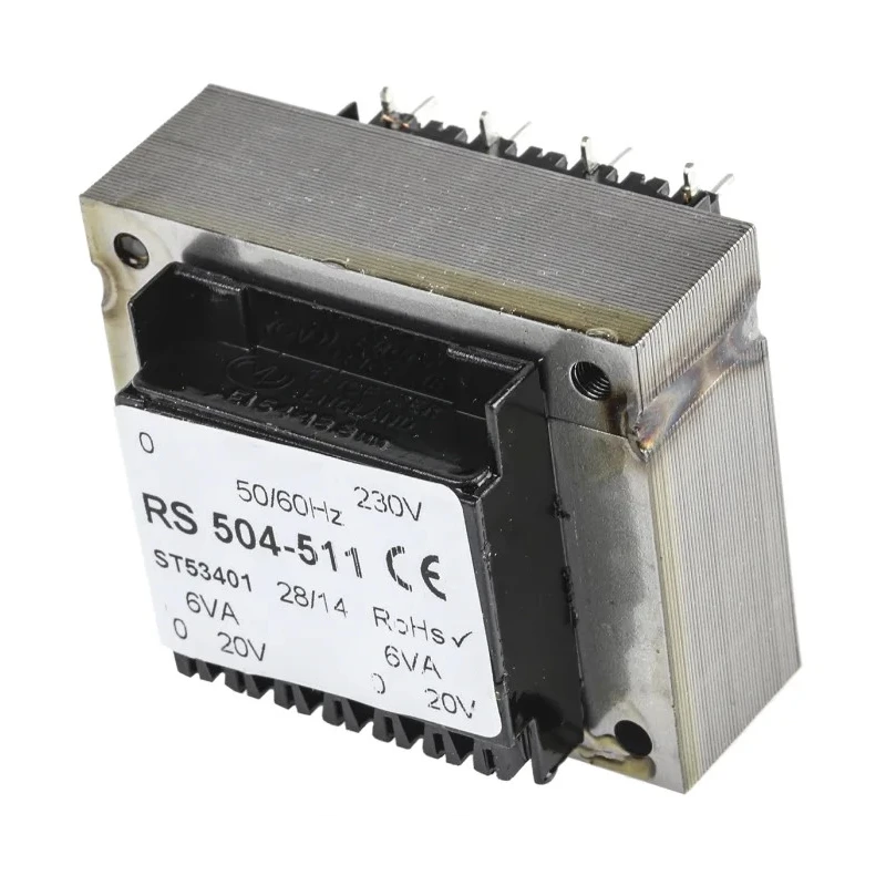 RS PRO 5 to 24 V AC 2 Output Through Hole PCB Transformer, 230 V AC Primary, Dual Secondary, 12 VA Power 504-511
