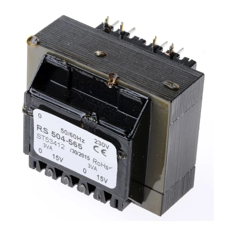 RS PRO 5 to 24 V AC 2 Output Through Hole PCB Transformer 12VA 230 V AC 50-60Hz 504-565