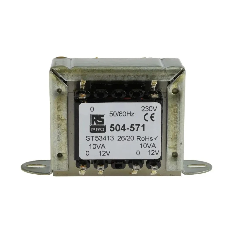 RS PRO 2 Output 20 VA Chassis Mount Transformer, 230 V ac Primary, 12 V ac Secondary, IECBSEN 615581, RoHS, IECBSEN 504-571