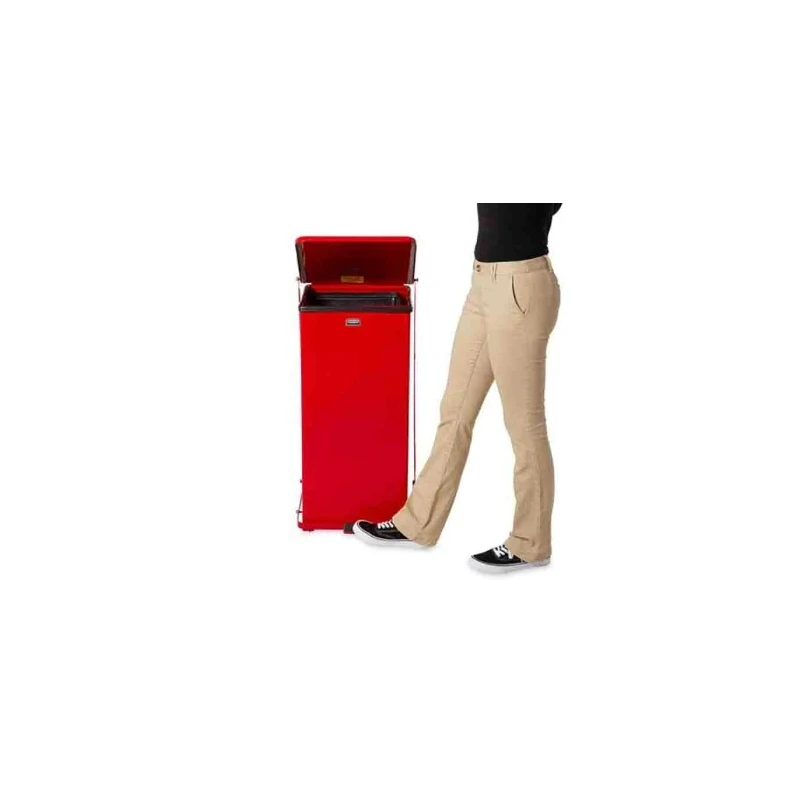 Rubbermaid Commercial Products Defenders 49L Red Pedal Galvanised Steel Waste Bin FGST24EPLRD