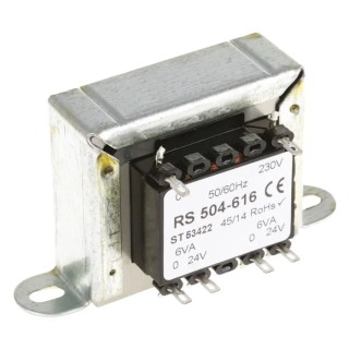 RS PRO 2 Output 12 VA Chassis Mount Transformer, 24 V ac, Double Section Bobbin, Clamp Construction, IECBSEN 615581 504-616