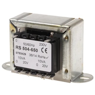 RS PRO 2 Output 20 VA Chassis Mount Transformer, 20 V AC, 230 V AC Primary, IECBSEN 615581, ASNZS 61558.1, ASNZS 504-650