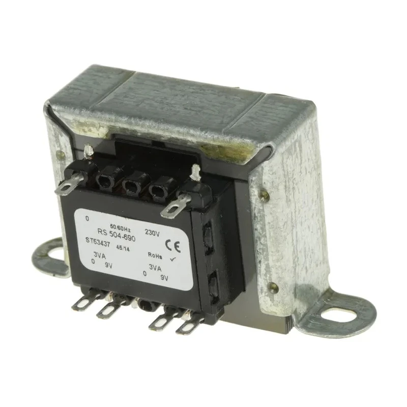 RS PRO 6 VA 2 Output Chassis Mount Transformer, 9 V AC, 230 V AC Primary, RoHS, CE, ASNZS 61558.1, IECBSEN 61558-6 504-690