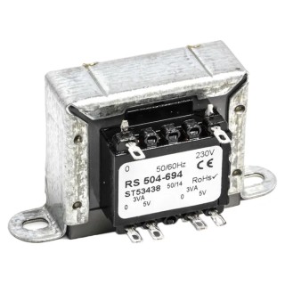 RS PRO 2 Output 6 VA Chassis Mount Transformer 5 V AC, IEC 61558-2-6 504-694