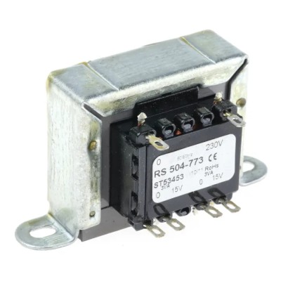 RS PRO 2 Output 6 VA Chassis Mount Transformer, 15 V ac, AS/NZS 61558.2.6, IEC/BS/EN 61558-2-6, RoHS Compliant 504-773